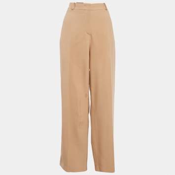 Pre Owned Loro Piana Beige Silk Wide-Leg Trousers L