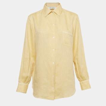 مملوكة مسبقًا Loro Piana Yellow Linen Neo André Shirt M