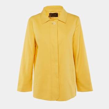 Pre Owned Loro Piana Yellow Cotton & Silk Button Front Jacket L