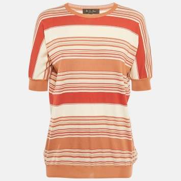 مملوكة مسبقًا Loro Piana Brown Striped Knit Top L