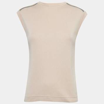 Pre Owned Loro Piana Pink Silk Knit Sleeveless Top S