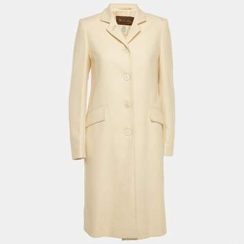Pre Owned Loro Piana Vintage Cream Textured Cashmere Coat M