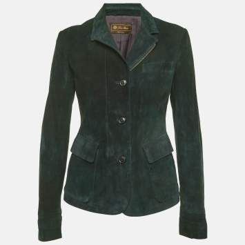 Pre Owned Loro Piana Blue Suede Zip-Up Jacket M