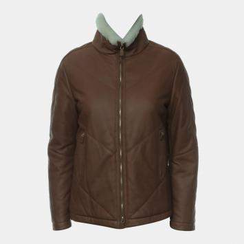 Pre Owned Loro Piana Leather Zip-Up Jacket