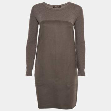 مملوكة مسبقًا Loro Piana Grey Knit and Felt Short Dress S