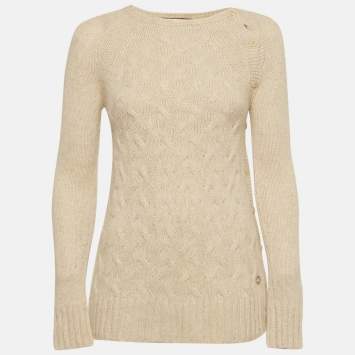 مملوكة مسبقًا Loro Piana Beige Cashmere Knit Sweater S