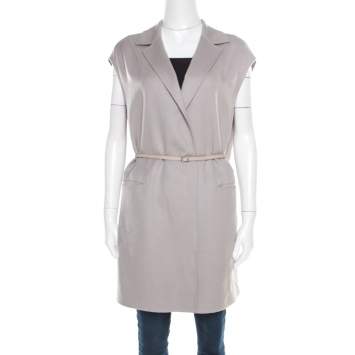 Pre Owned Loro Piana Grey Cashmere Belted Evan Gilet Vest M