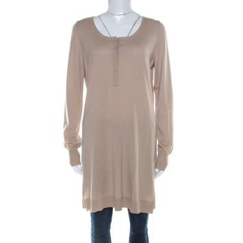Pre Owned Loro Piana Beige Cashmere Long Sleeve Tunic Top L