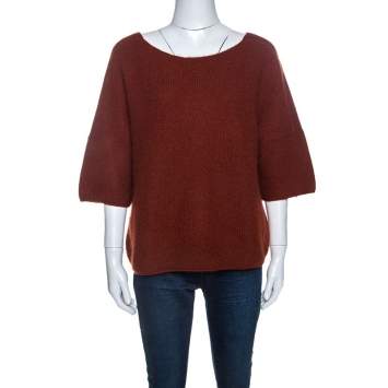 Pre Owned Loro Piana Cinnamon Brown Cashmere Knit Sweater S