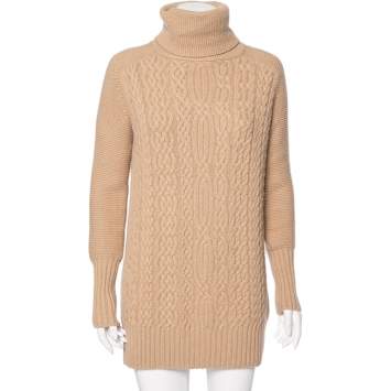 Pre Owned Loro Piana Beige Cashmere Knit Turtle Neck Sweater M
