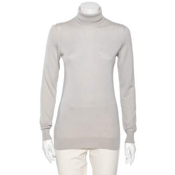 Pre Owned Loro Piana Grey Cashmere Turtleneck Sweater M