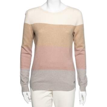 Pre Owned Loro Piana Color Block Striped Cashmere Sweater M