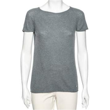 Pre Owned Loro Piana Grey Cashmere Short Sleeve T-Shirt S