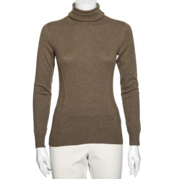 Pre Owned Loro Piana Brown Cashmere Turtleneck Sweater M