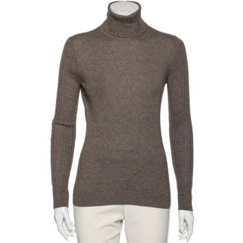Pre Owned Loro Piana Brown Cashmere Knit Turtleneck Sweater M