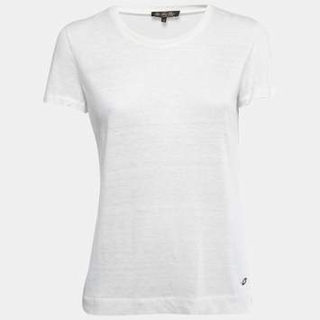 Pre Owned Loro Piana White Linen Knit T-Shirt M