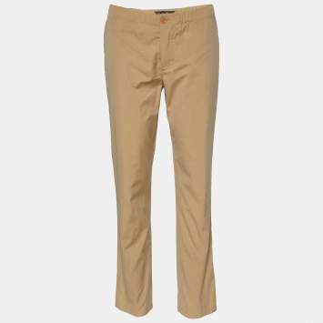 Pre Owned Loro Piana Beige Cotton & Silk Tapered Leg Pants S