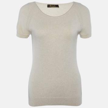 Pre Owned Loro Piana Beige Baby Cashmere Top M