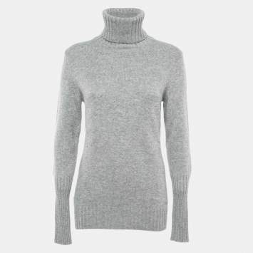 Pre Owned Loro Piana Grey Cashmere Turtleneck Sweater M
