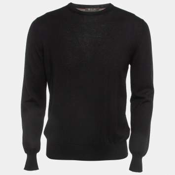 Pre Owned Loro Piana Black Cashmere Round Neck Sweater L