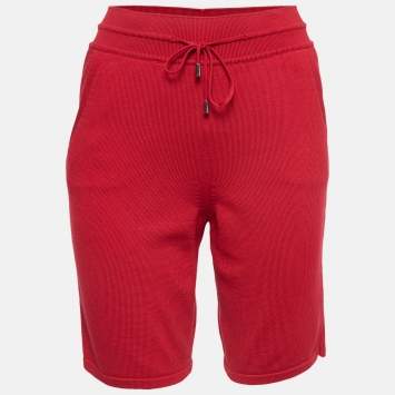 Pre Owned Loro Piana Red Rib Knit Bermuda Shorts S