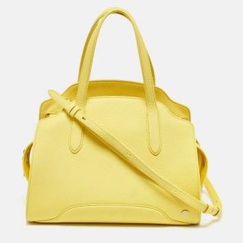 Pre Owned Loro Piana Yellow Leather Medium Sesia Tote