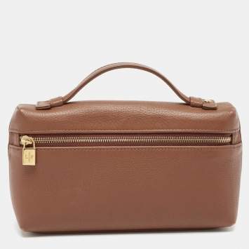Pre Owned Loro Piana Brown Leather Extra Pocket L19 Pouch