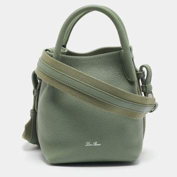 Pre Owned Loro Piana Light Green Leather Micro Bale Bucket Bag
