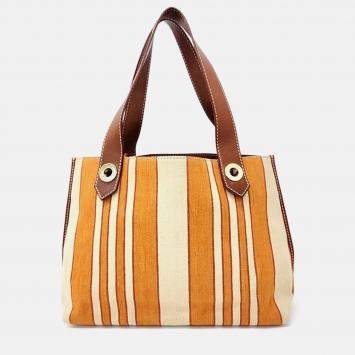 Pre Owned Loro Piana Orange Fabric Shoulder Bag