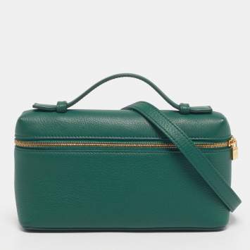 Pre Owned Loro Piana Green Leather Extra Pocket L19 Pouch