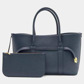 مملوكة مسبقًا Loro Piana Blue Leather Giera Small Shopper Bag