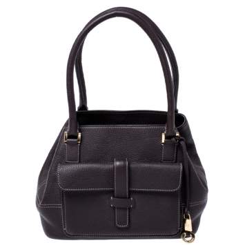 Pre Owned Loro Piana Dark Grey Leather Odessa Satchel