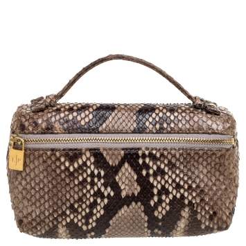 مملوكة مسبقًا Loro Piana Beige/Brown Python Mini Pouch