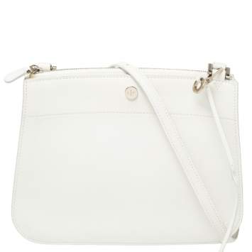 Pre Owned Loro Piana White Leather Milky Way Crossbody Bag