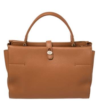 Pre Owned Loro Piana Brown Leather Petite Odessa Top Handle Bag