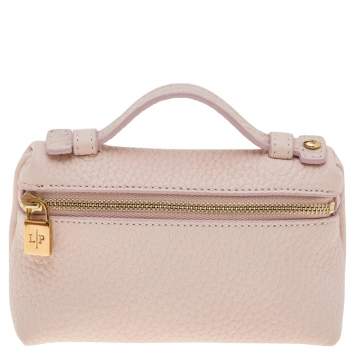 Pre Owned Loro Piana Pink Leather Zip L14 Pouch