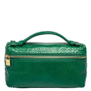 Pre Owned Loro Piana Green Snakeskin L19 Pouch 