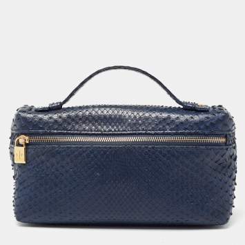 Pre Owned Loro Piana Blue Snakeskin L19 Pouch 