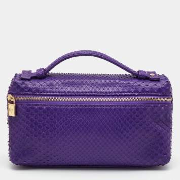 Pre Owned Loro Piana Purple Snakeskin L19 Pouch 