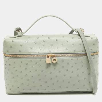 Pre Owned Loro Piana Grey Ostrich Extra Pocket L27 Pouch