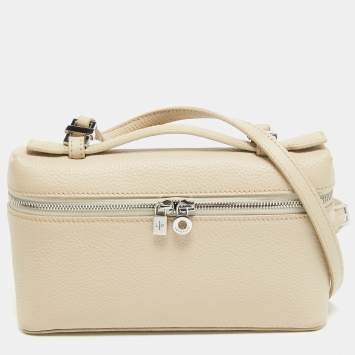 Pre Owned Loro Piana Beige Leather Extra Pocket L19 Pouch