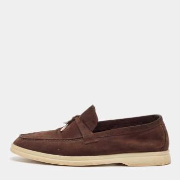 Pre Owned Loro Piana Brown Suede Summer Charms Walk Loafers Size 39.5