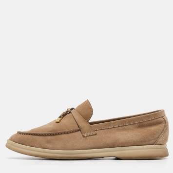 Pre Owned Loro Piana Beige Suede Summer Charms Walk Loafers Size 38
