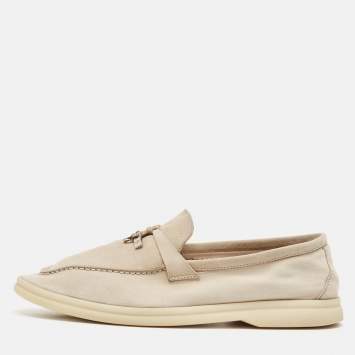 Pre Owned Loro Piana Grey Suede Summer Charms Walk Loafers Size 39