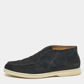 Pre Owned Loro Piana Navy Blue Suede Summer Walk Boots 40