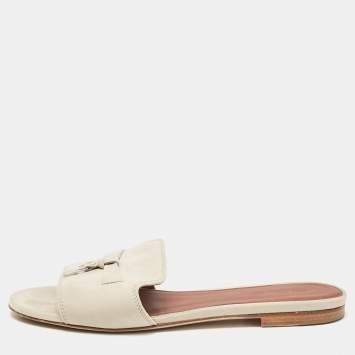 Pre Owned Loro Piana Grey Suede Summer Charms Mules Size 37