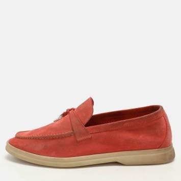 Pre Owned Loro Piana Orange Suede Summer Charms Walk Loafers Size 38