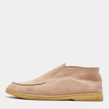 Pre Owned Loro Piana Beige Suede Open Walk Ankle Length Boots Size 40