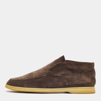 Pre Owned Loro Piana Oak Grey Suede Open Walk Ankle Length Boots Size 40