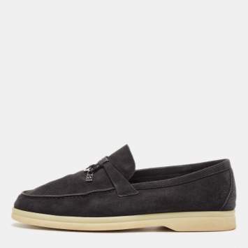 Pre Owned Loro Piana Black Suede Summer Charms Walk Loafers Size 38